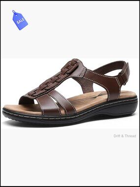 Dual-density arch support sandals with hook-and-loop closure, lightweight